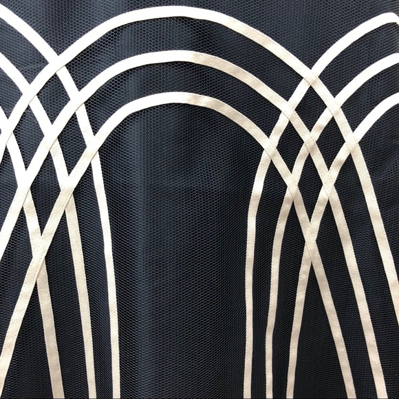 LOFT Petite Blue & Ivory Mesh Midi Skirt | 8P NWT - Picture 4 of 6